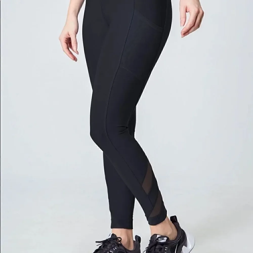 MONDETTA Women Ladies Active Workout Leisure Leggings w/ Mesh pockets - Black - Picture 3 of 16
